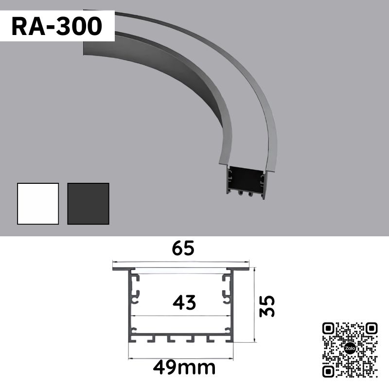 Thanh Nhôm Định Hình Uốn Cong Lắp Âm Dài 67Cm | RA300